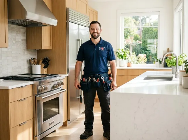 Appliance Repair Hero technician in a Andover, NH kitchen after an appliance repair